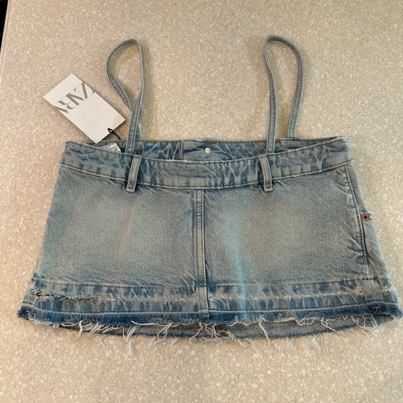 Zara NWT Denim Crop Tank Womens Xs - Picture 3 of 7